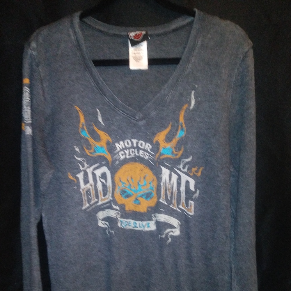 Harley Davidson Women's Long Sleeve V-Neck - L
